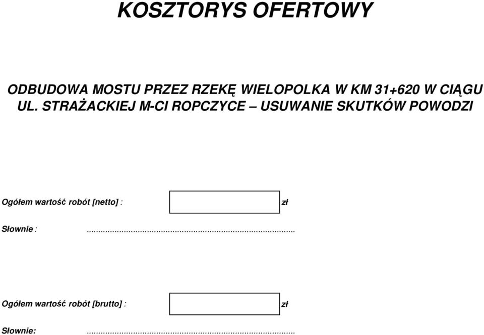 STRAśACKIEJ M-CI ROPCZYCE USUWANIE SKUTKÓW POWODZI