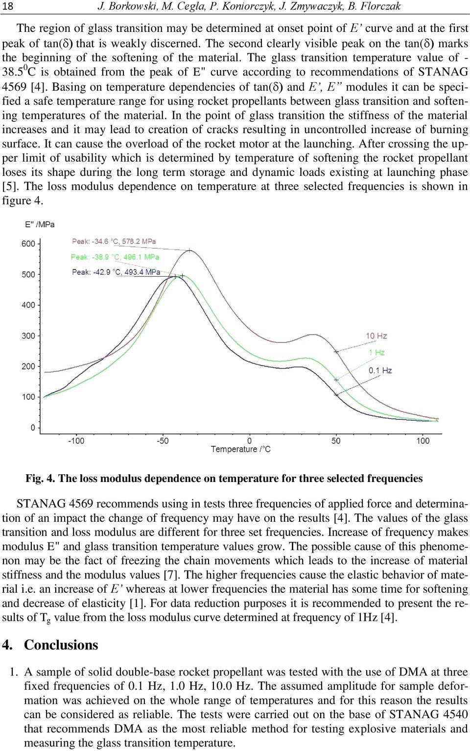 5 0 C is obtained from the peak of E" curve according to recommendations of STANAG 4569 [4].