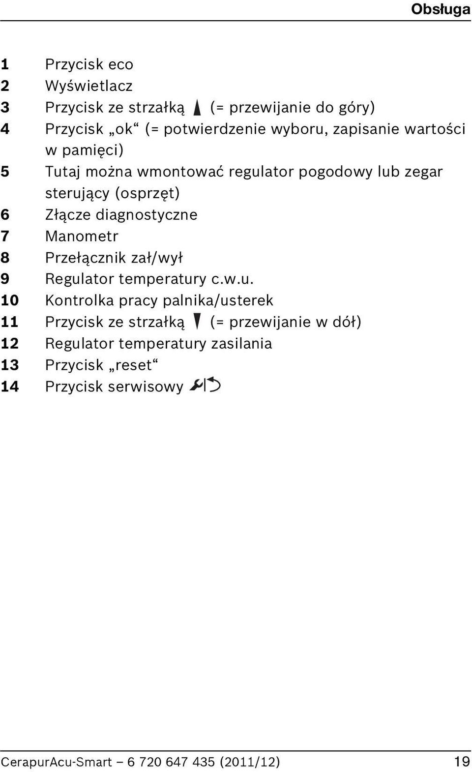 Złącze diagnostyczne 7 Manometr 8 Przełącznik zał/wył 9 Regul