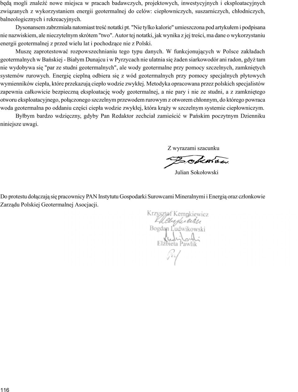"Nie tylko kalorie" umieszczona pod artyku³em i podpisana nie nazwiskiem, ale nieczytelnym skrótem "two".