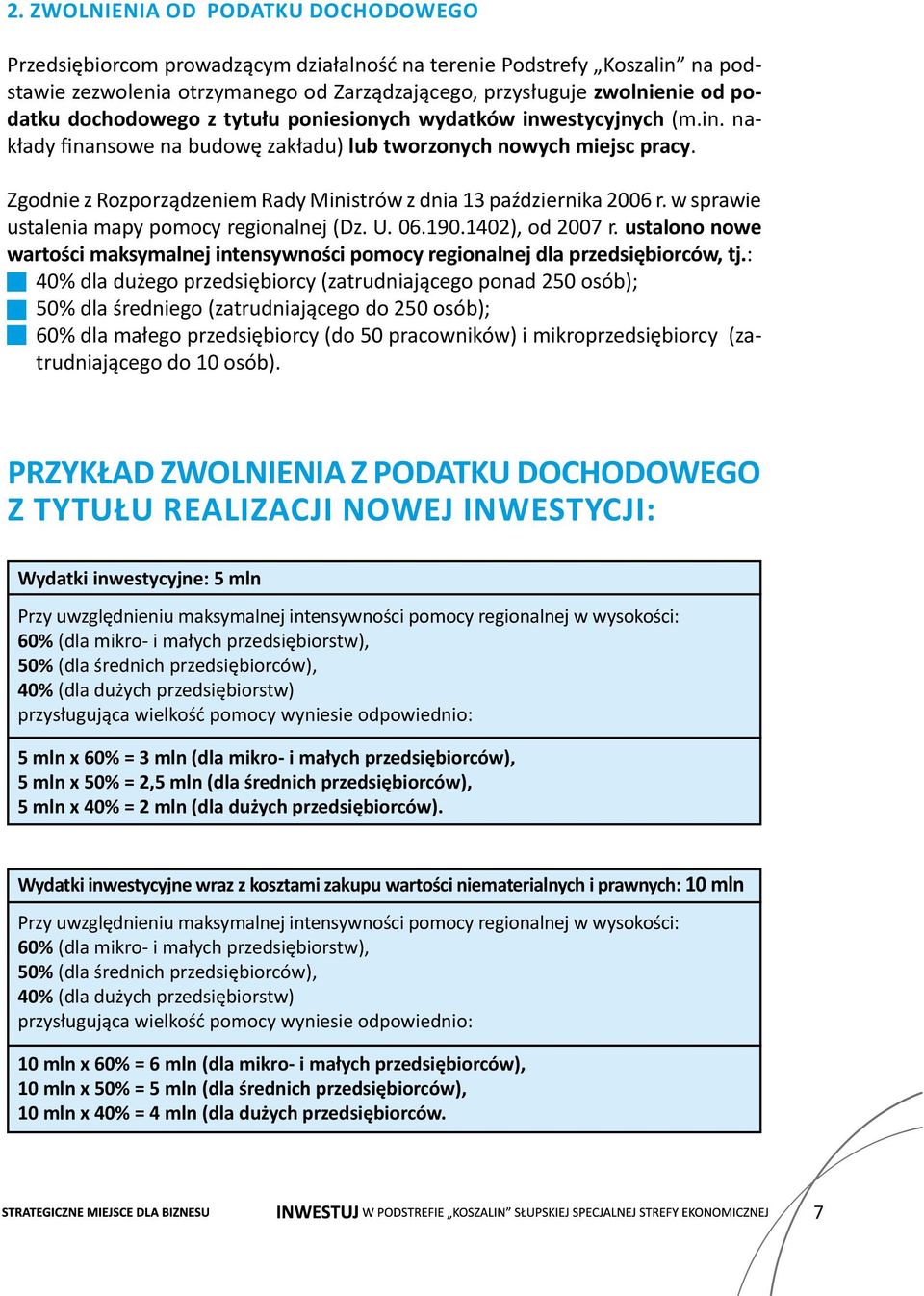 Zgodnie z Rozporządzeniem Rady Ministrów z dnia 13 października 2006 r. w sprawie ustalenia mapy pomocy regionalnej (Dz. U. 06.190.1402), od 2007 r.