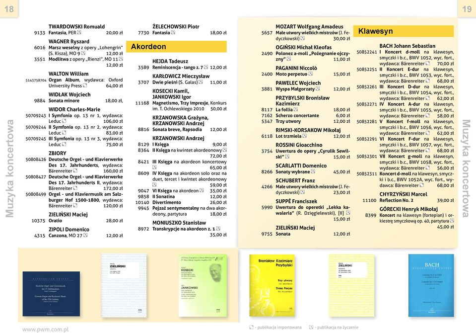 50709243 I Symfonia op. 13 nr 1, wydawca: Leduc 106,00 zł 50709244 II Symfonia op. 13 nr 2, wydawca: Leduc 83,00 zł 50709245 III Symfonia op.
