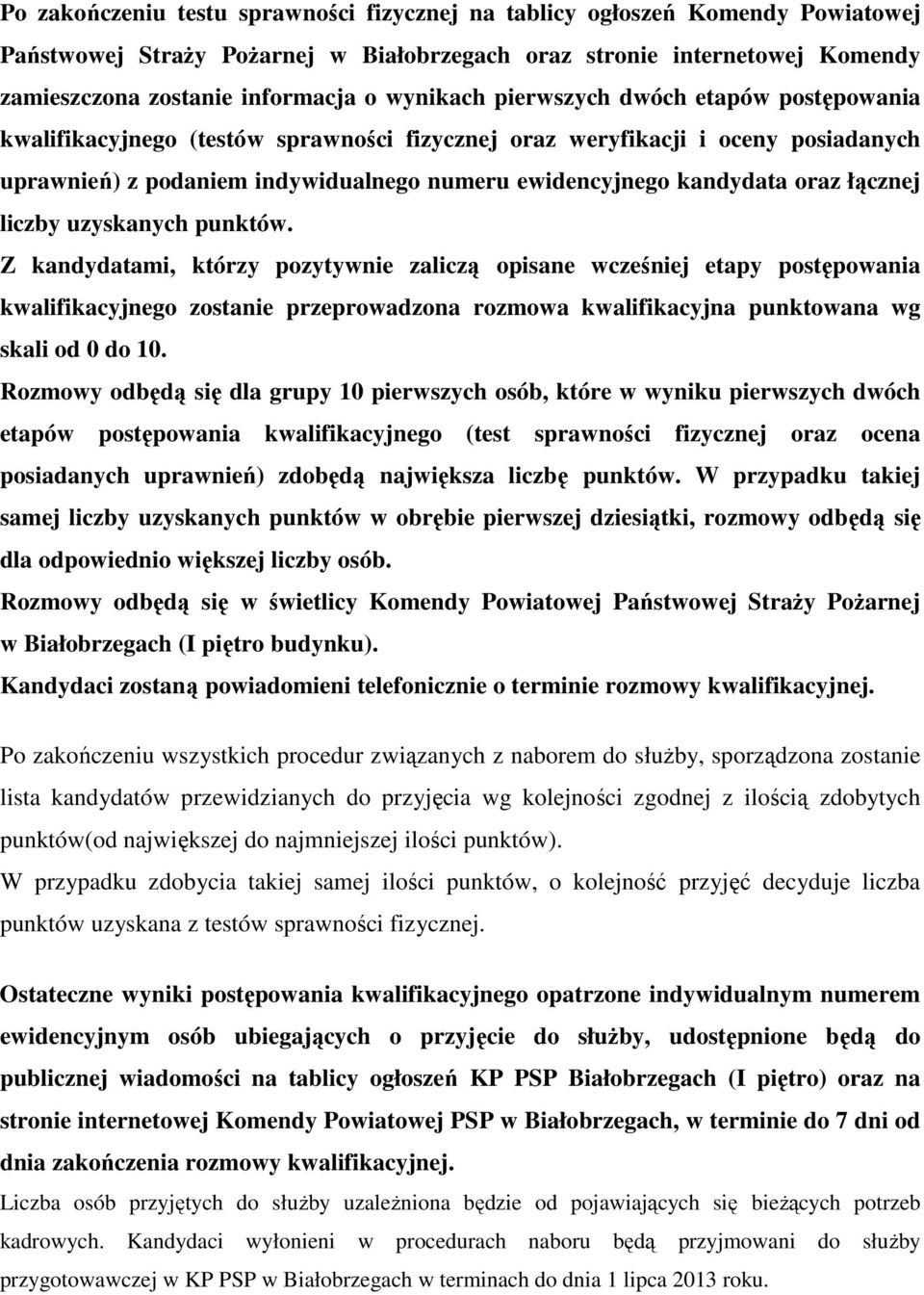 oraz łącznej liczby uzyskanych punktów.