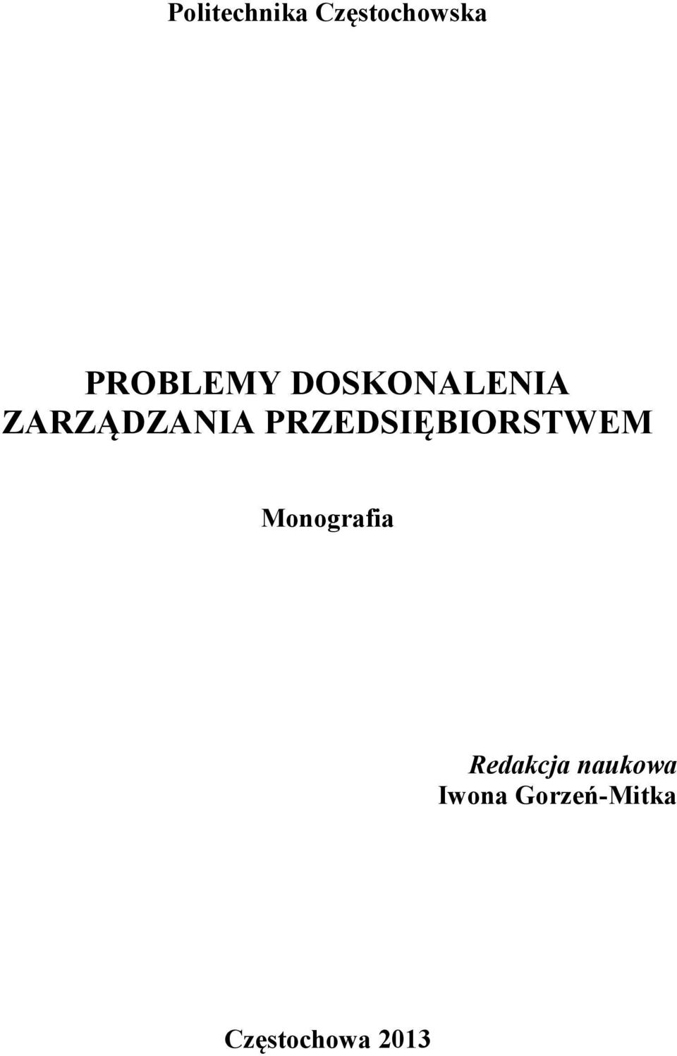 PRZEDSIĘBIORSTWEM Monografia