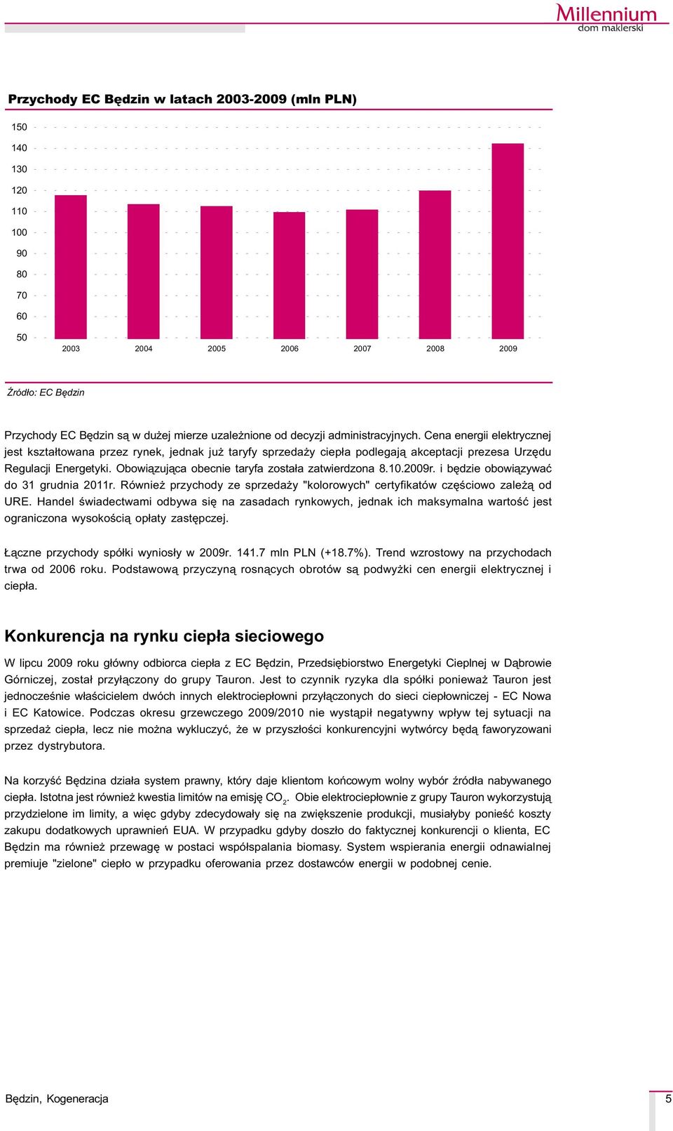 Obowi¹zuj¹ca obecnie taryfa zosta³a zatwierdzona 8.10.2009r. i bêdzie obowi¹zywaæ do 31 grudnia 2011r. Równie przychody ze sprzeda y "kolorowych" certyfikatów czêœciowo zale ¹ od URE.