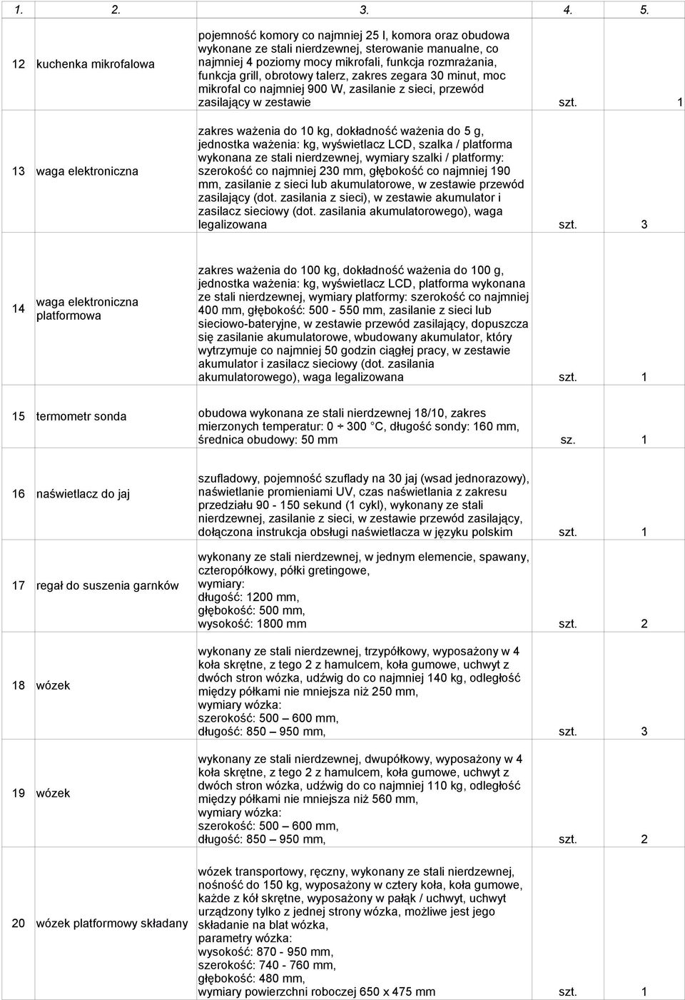 g, jednostka ważenia: kg, wyświetlacz LCD, szalka / platforma wykonana ze stali nierdzewnej, wymiary szalki / platformy: szerokość co najmniej 230 mm, głębokość co najmniej 190 mm, zasilanie z sieci