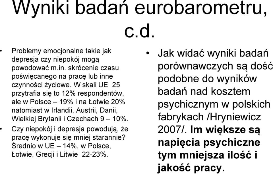W skali UE 25 przytrafia się to 12% respondentów, ale w Polsce 19% i na Łotwie 20% natomiast w Irlandii, Austrii, Danii, Wielkiej Brytanii i Czechach 9 10%.