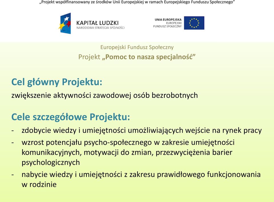 potencjału psycho-społecznego w zakresie umiejętności komunikacyjnych, motywacji do zmian,