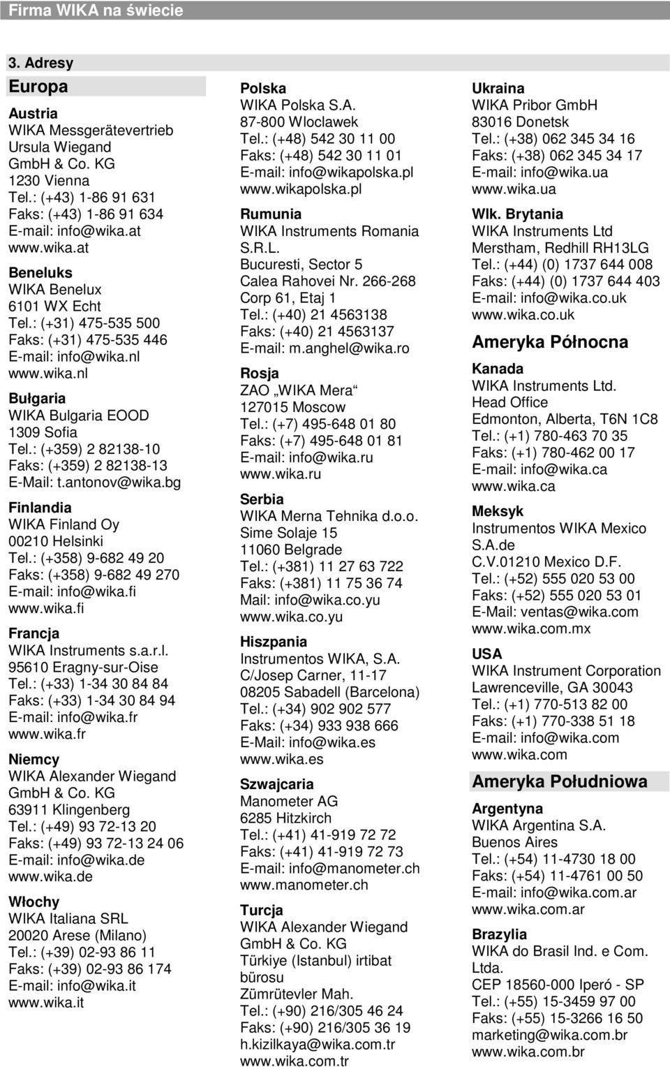 : (+359) 2 82138-10 Faks: (+359) 2 82138-13 E-Mail: t.antonov@wika.bg Finlandia WIKA Finland Oy 00210 Helsinki Tel.: (+358) 9-682 49 20 Faks: (+358) 9-682 49 270 E-mail: info@wika.fi www.wika.fi Francja WIKA Instruments s.