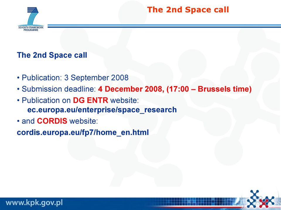 time) Publication on DG ENTR website: ec.europa.