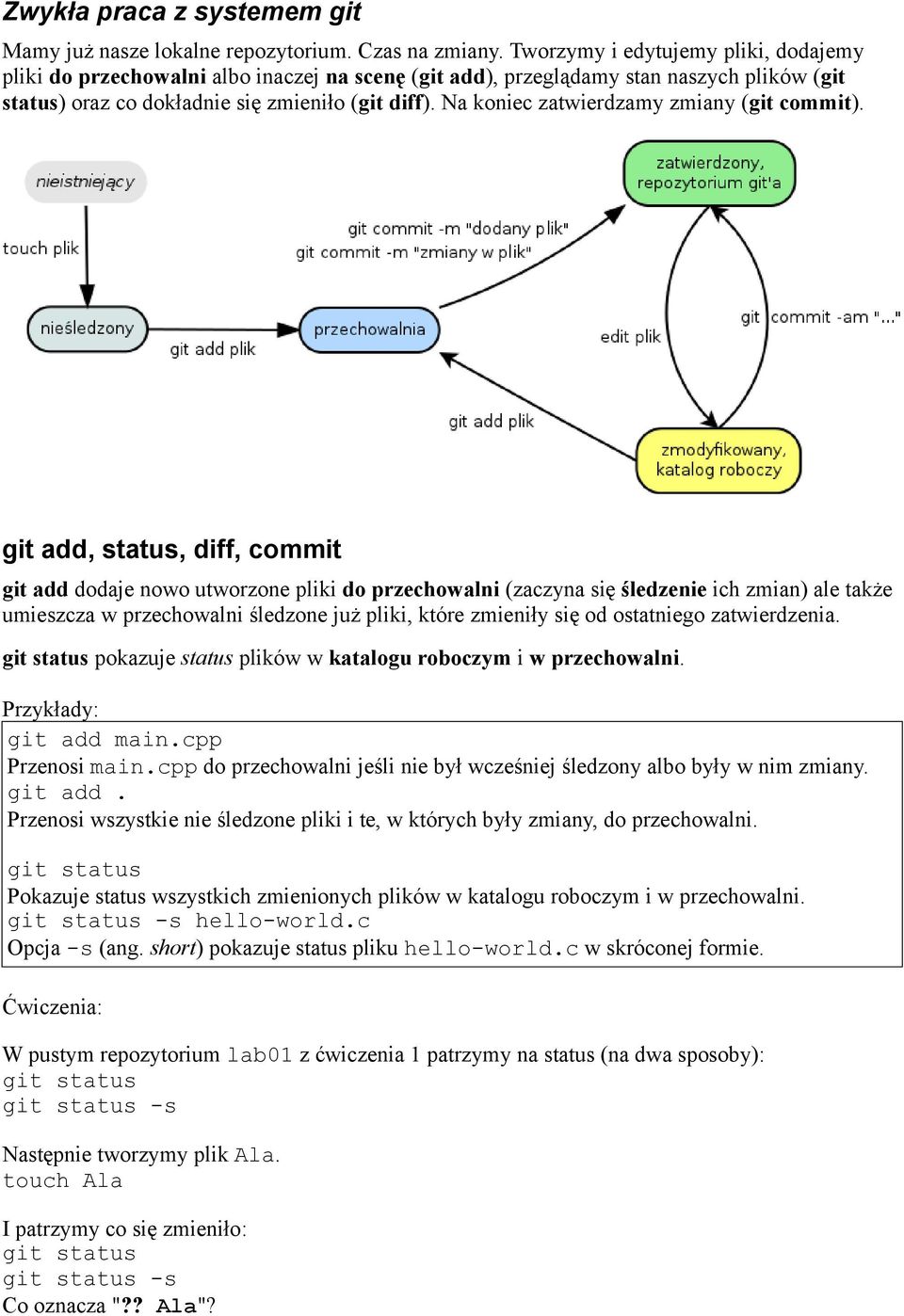 Na koniec zatwierdzamy zmiany (git commit).