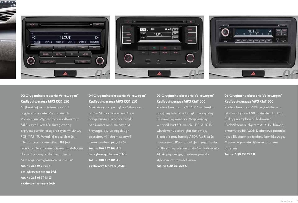 Odtwarzacz Radioodtwarzacz RMT 300 ma bardzo Radioodtwarzacz MP3 z wyświetlaczem oryginalnych systemów radiowych plików MP3 dostarcza na długo przyjazny interfejs obsługi oraz czytelny tytułów,