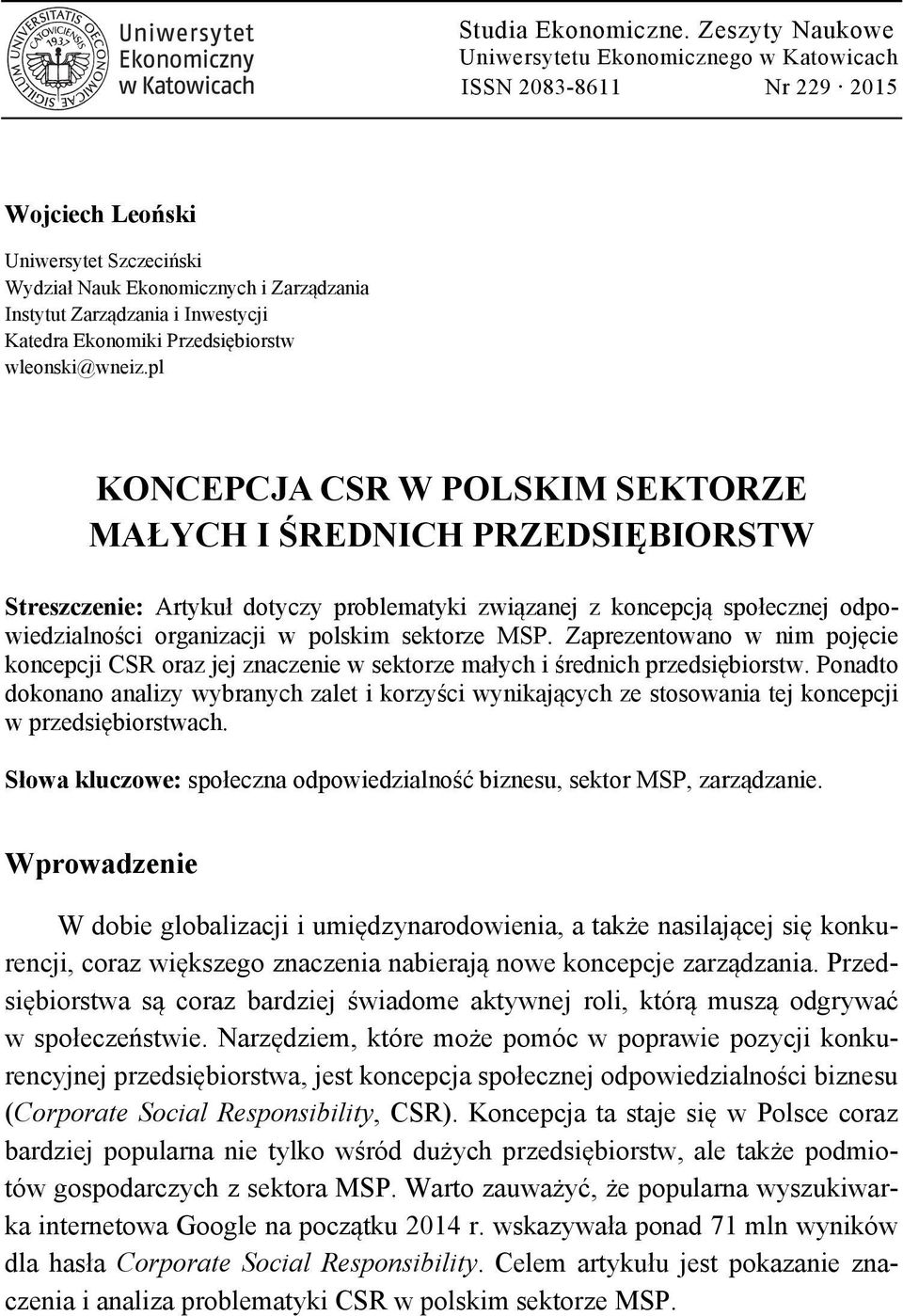 Przedsiębiorstw wleonski@wneiz.