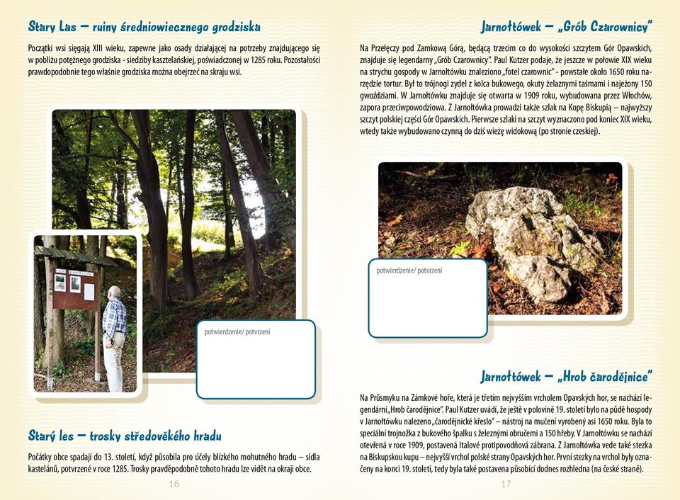 Jarnołtówek Grób Czarownicy Na Przełęczy pod Zamkową Górą, będącą trzecim co do wysokości szczytem Gór Opawskich, znajduje się legendarny Grób Czarownicy.