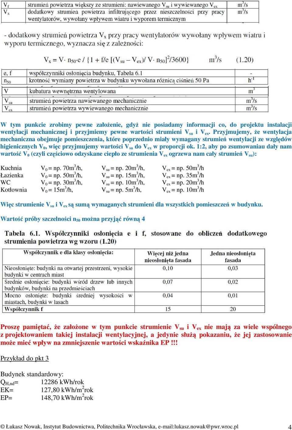 1:2, aby po zsumowaniau dały nam wartość V 0 (czyli częściowo odzyskane ciepło ze strumienia V ex ogrzewa nam cały strumień V su ): Kuchnia V 0 = np. 70m 3 /h, V su = np. 20m 3 /h, V ex = np.