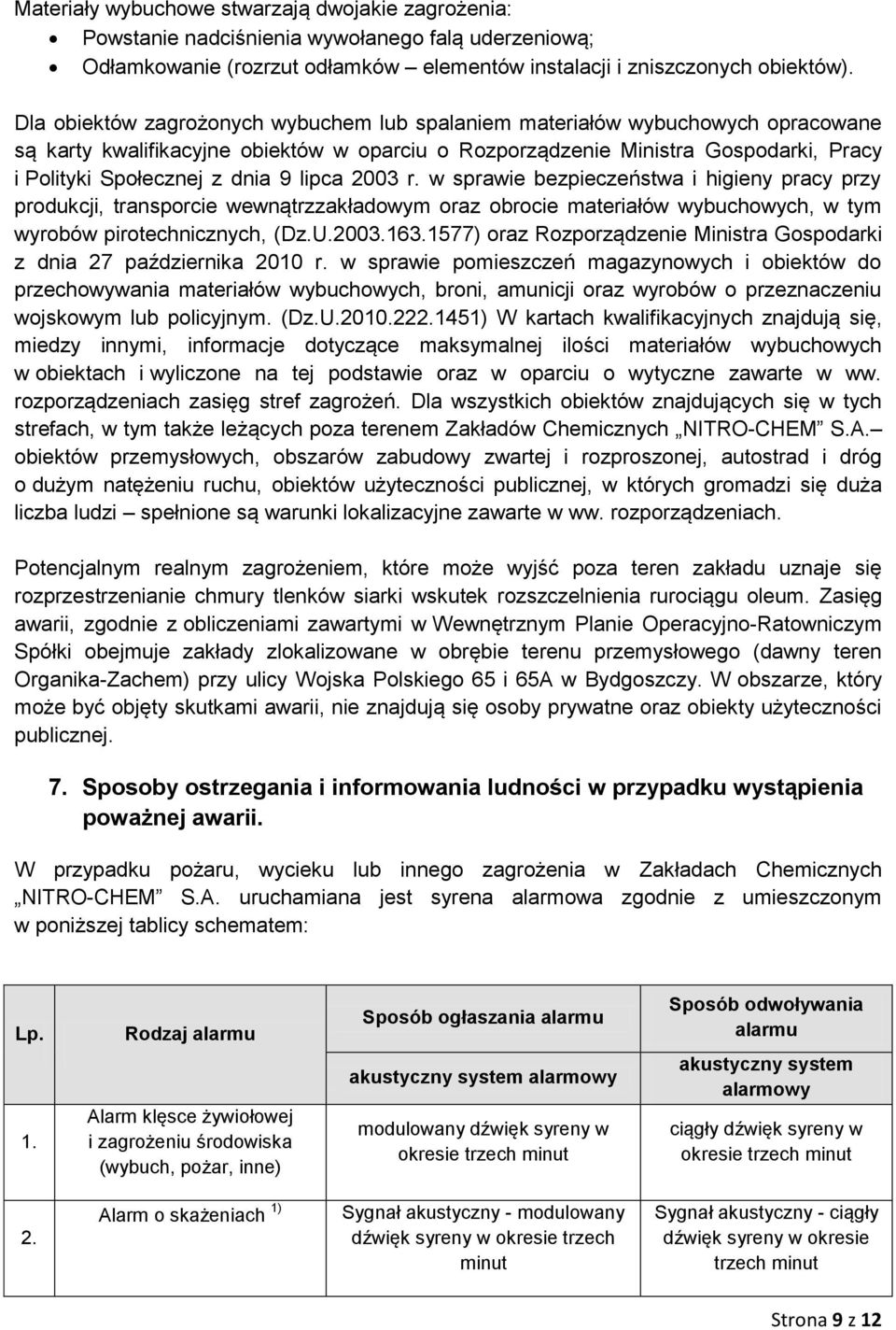 lipca 2003 r. w sprawie bezpieczeństwa i higieny pracy przy produkcji, transporcie wewnątrzzakładowym oraz obrocie materiałów wybuchowych, w tym wyrobów pirotechnicznych, (Dz.U.2003.163.