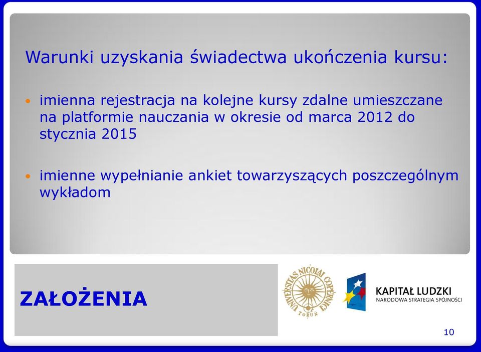 nauczania w okresie od marca 2012 do stycznia 2015 imienne
