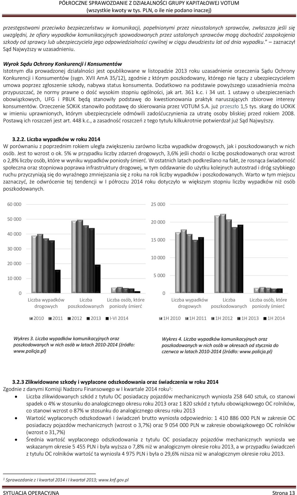 Wyrok Sądu Ochrony Konkurencji i Konsumentów Istotnym dla prowadzonej działalności jest opublikowane w listopadzie 2013 roku uzasadnienie orzeczenia Sądu Ochrony Konkurencji i Konsumentów (sygn.