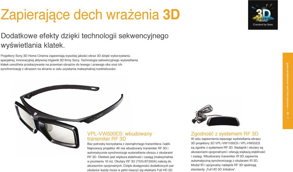Technologia sekwencyjnego wyświetlania klatek umożliwia przekazywanie na przemian obrazów do lewego i prawego oka oraz ich synchronizację z obrazem na ekranie w celu uzyskania maksymalnej