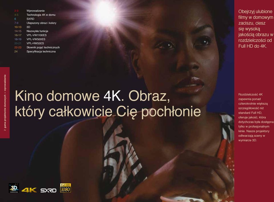 rozdzielczości od Full HD do 4K. 2 gama projektorów domowych wprowadzenie Kino domowe 4K.