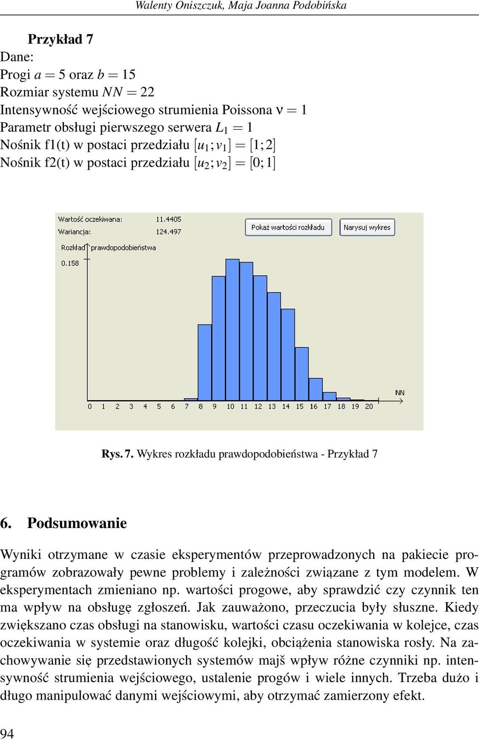 Podsumowanie Wyniki otrzymane w czasie eksperymentów przeprowadzonych na pakiecie programów zobrazowały pewne problemy i zależności zwiazane z tym modelem. W eksperymentach zmieniano np.