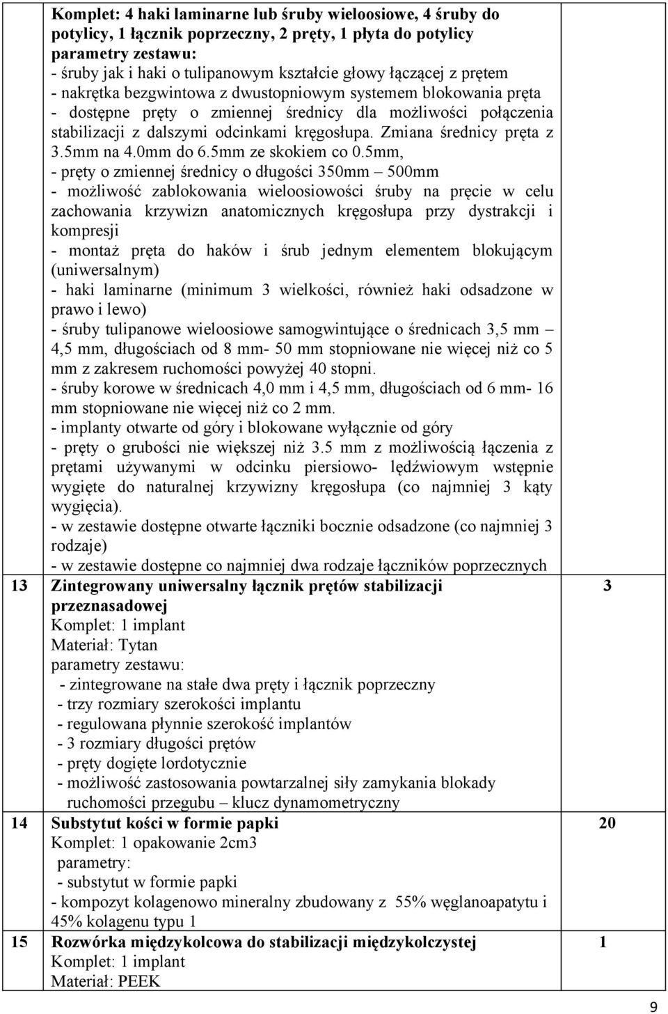 0mm do 6.mm ze skokiem co 0.