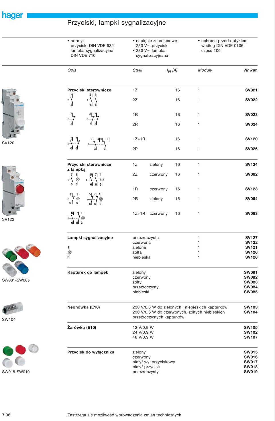 Przyciski sterownicze 1Z 16 1 SV021 7 5 7 2Z 16 1 SV022 8 6 8 7 5 7 1R 16 1 SV023 8 6 8 2R 16 1 SV024 SV120 5 7 6 8 2 4 6 8 3 7 1Z+1R 16 1 SV120 2P 16 1 SV026 Przyciski sterownicze 1Z zielony 16 1