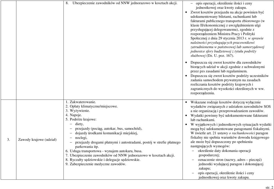 delegowanemu), zgodnie z rozporządzeniem Ministra Pracy i Polityki Społecznej z dnia 29 stycznia 2013 r.