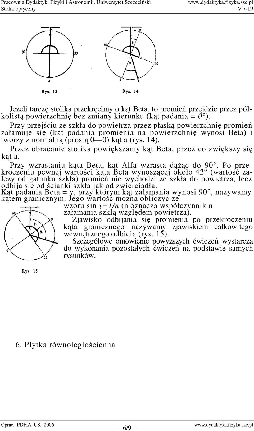 Przez obracanie stolika powiększamy kąt Beta, przez co zwiększy się kąt a. Przy wzrastaniu kąta Beta, kąt Alfa wzrasta dąŝąc do 90.