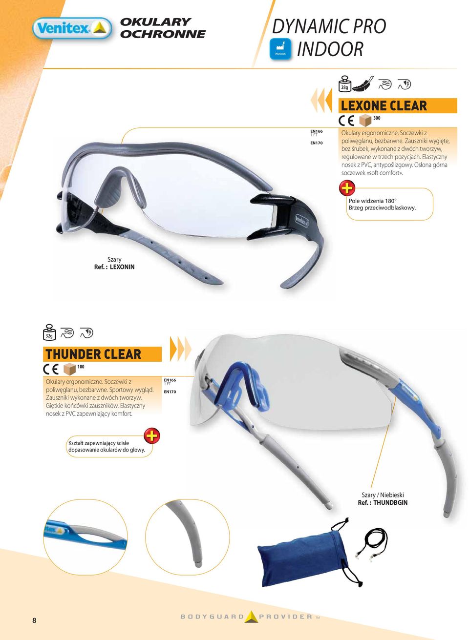 Osłona górna soczewek «soft comfort». Pole widzenia 180 Brzeg przeciwodblaskowy. Szary Ref. : LEXONIN 32g THUNDER CLEAR Okulary ergonomiczne.