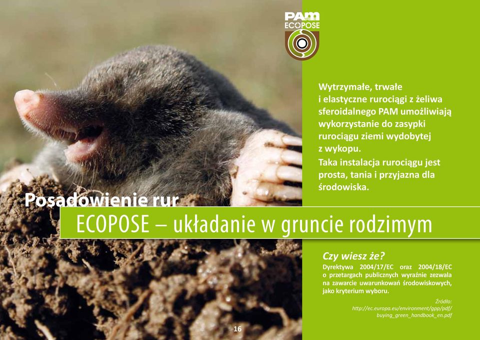 ECOPOSE układanie w gruncie rodzimym 16 Czy wiesz że?