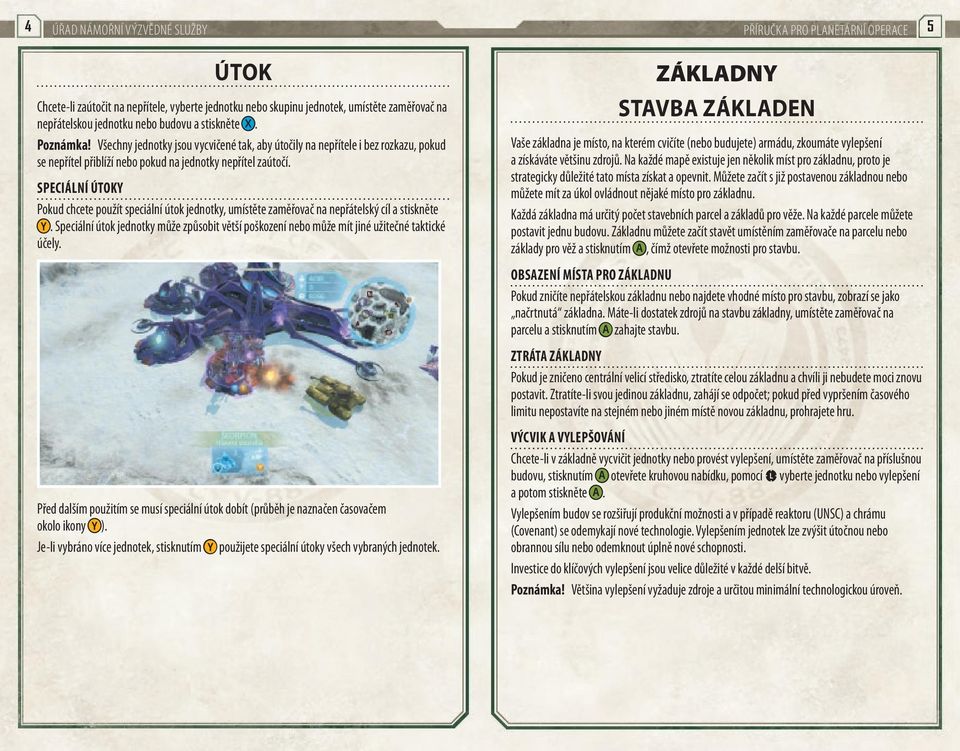 Speciální útoky Pokud chcete použít speciální útok jednotky, umístěte zaměřovač na nepřátelský cíl a stiskněte Y.
