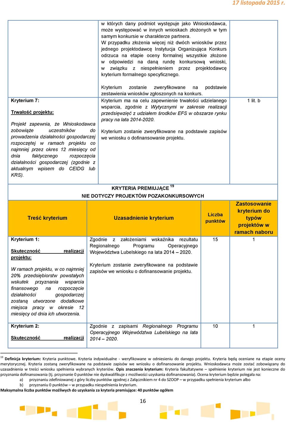 wnioski, w związku z niespełnieniem przez projektodawcę kryterium formalnego specyficznego.