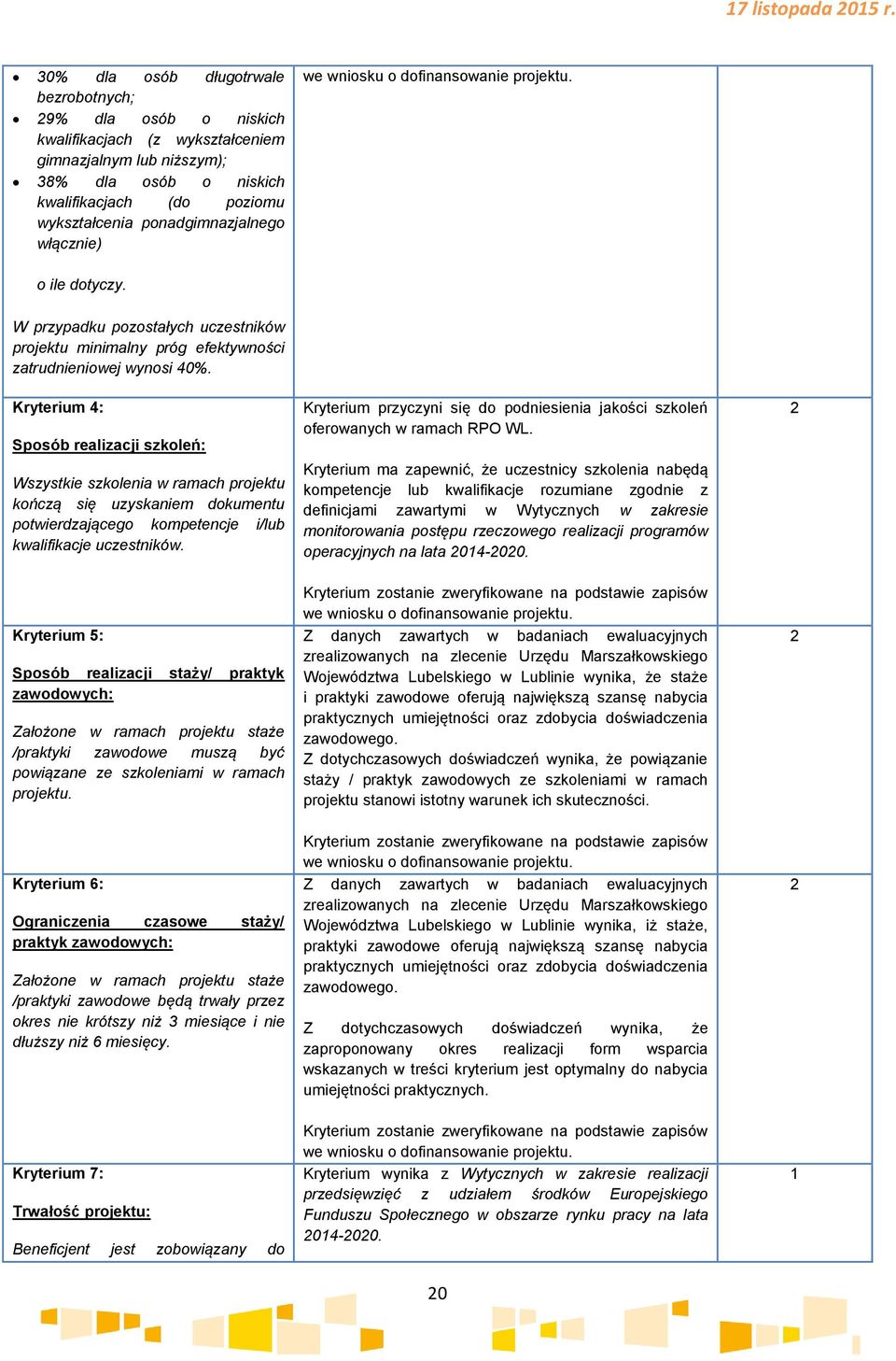 Kryterium 4: Sposób realizacji szkoleń: Wszystkie szkolenia w ramach projektu kończą się uzyskaniem dokumentu potwierdzającego kompetencje i/lub kwalifikacje uczestników.