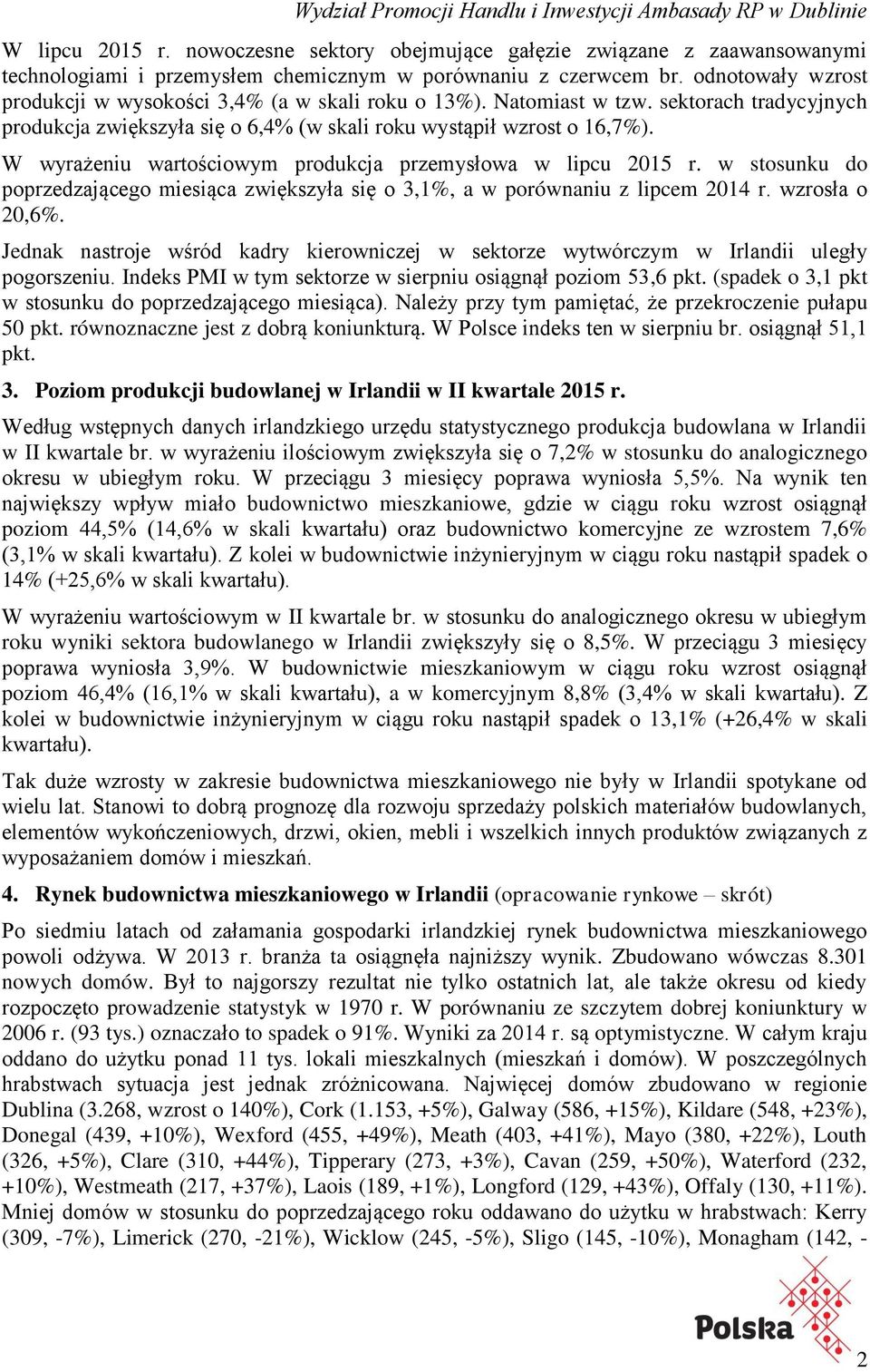 W wyrażeniu wartościowym produkcja przemysłowa w lipcu 2015 r. w stosunku do poprzedzającego miesiąca zwiększyła się o 3,1%, a w porównaniu z lipcem 2014 r. wzrosła o 20,6%.