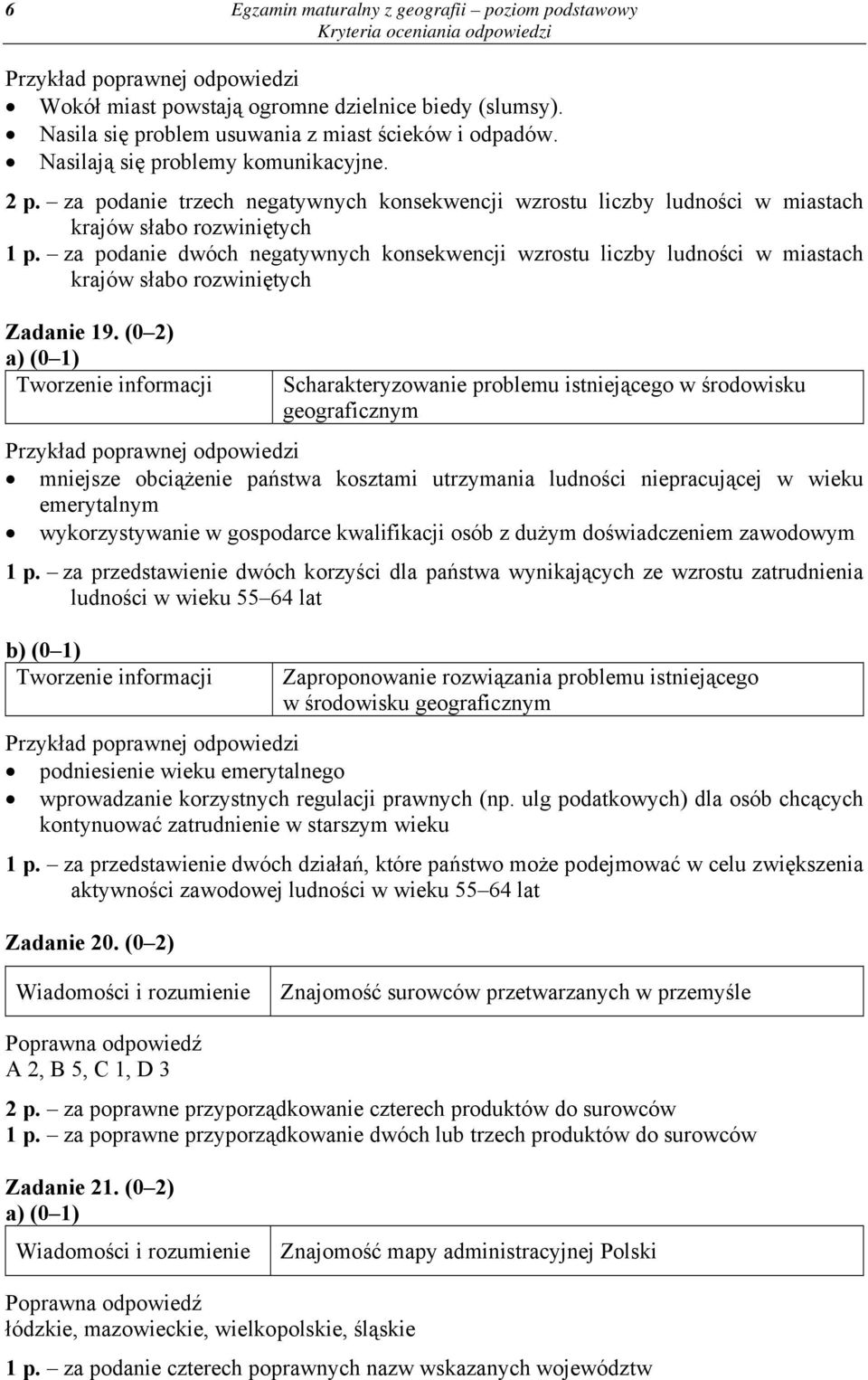 za podanie dwóch negatywnych konsekwencji wzrostu liczby ludności w miastach krajów słabo rozwiniętych Zadanie 19.