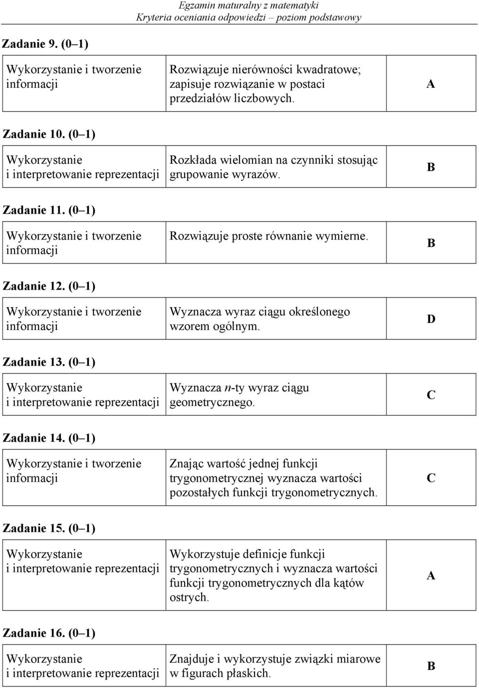 D Zadanie 3. (0 ) Wyznacza n-ty wyraz ciągu geometrycznego. Zadanie 4.