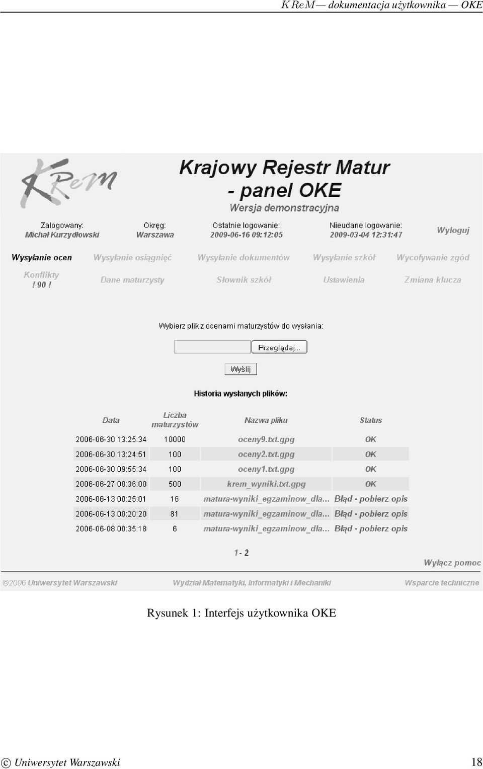użytkownika OKE