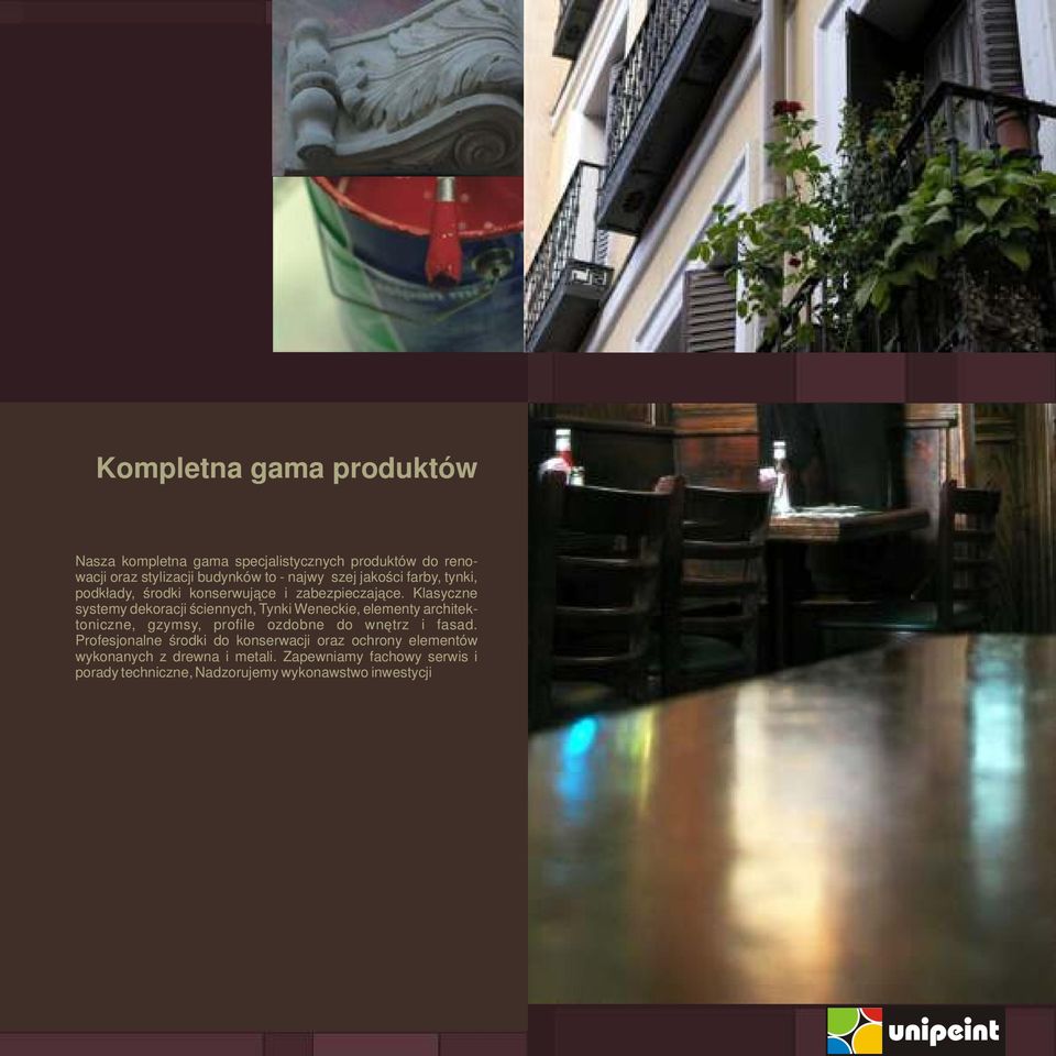 Klasyczne systemy dekoracji ściennych, Tynki Weneckie, elementy architektoniczne, gzymsy, profile ozdobne do wnętrz i fasad.