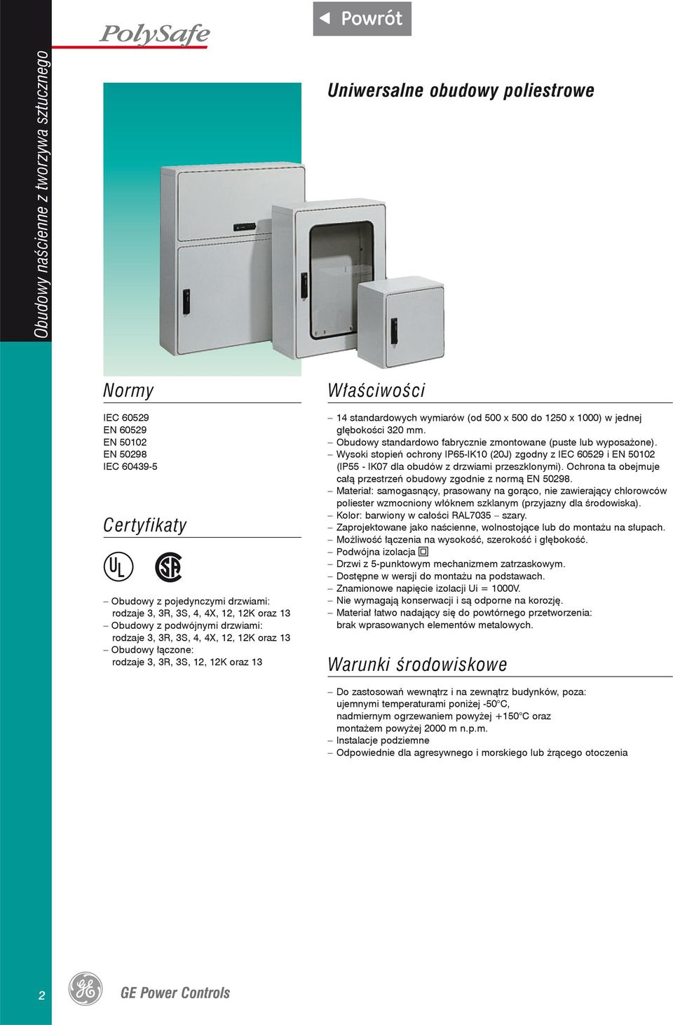 1250 x 1000) w jednej głębokości 320 mm. Obudowy standardowo fabrycznie zmontowane (puste lub wyposażone).