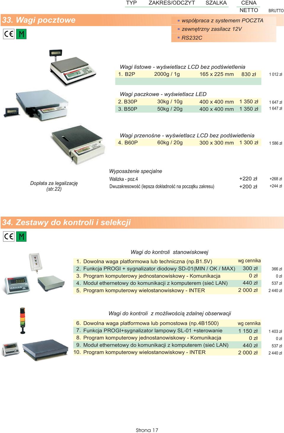 4 +22 +268 z³ 34. Zestawy do kontroli i selekcji 1. 2. 3. 4. 5. Wagi do kontroli stanowiskowej Dowolna waga platformowa lub techniczna (np.b1.