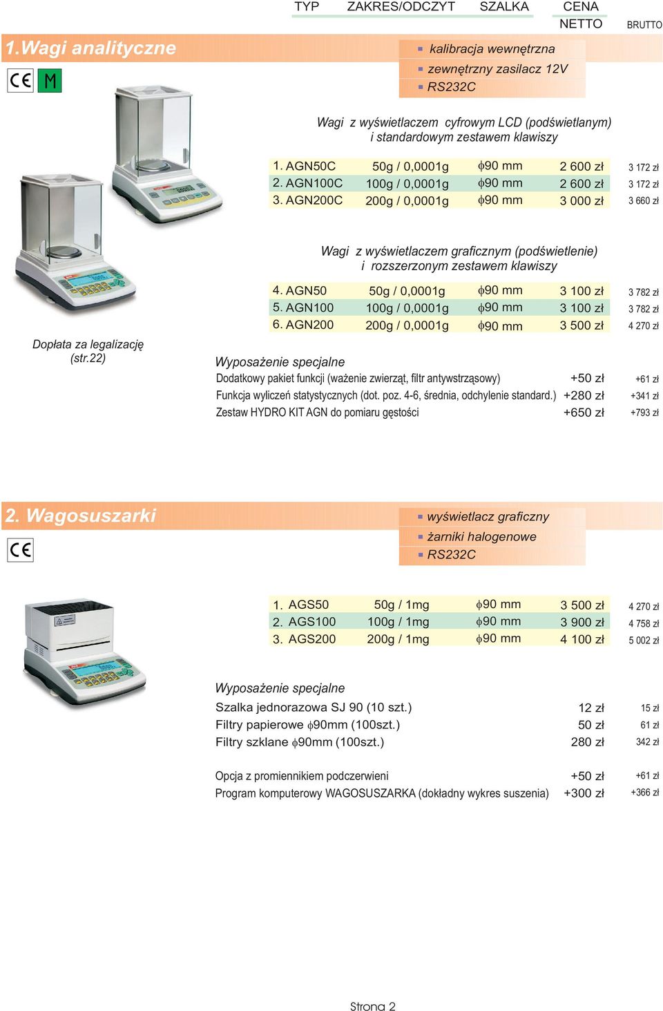 AGN200 Wagi z wyœwietlaczem graficznym (podœwietlenie) i rozszerzonym zestawem klawiszy 50g / 0,0001g 100g / 0,0001g 200g / 0,0001g 90 mm 90 mm 90 mm Dodatkowy pakiet funkcji (wa enie zwierz¹t, filtr