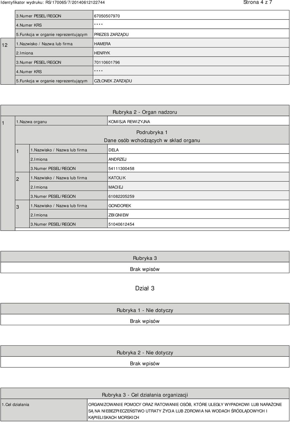 Nazwisko / Nazwa lub firma KATOLIK MACIEJ 3.Numer PESEL/REGON 61082205259 3 1.Nazwisko / Nazwa lub firma GONDOREK ZBIGNIEW 3.