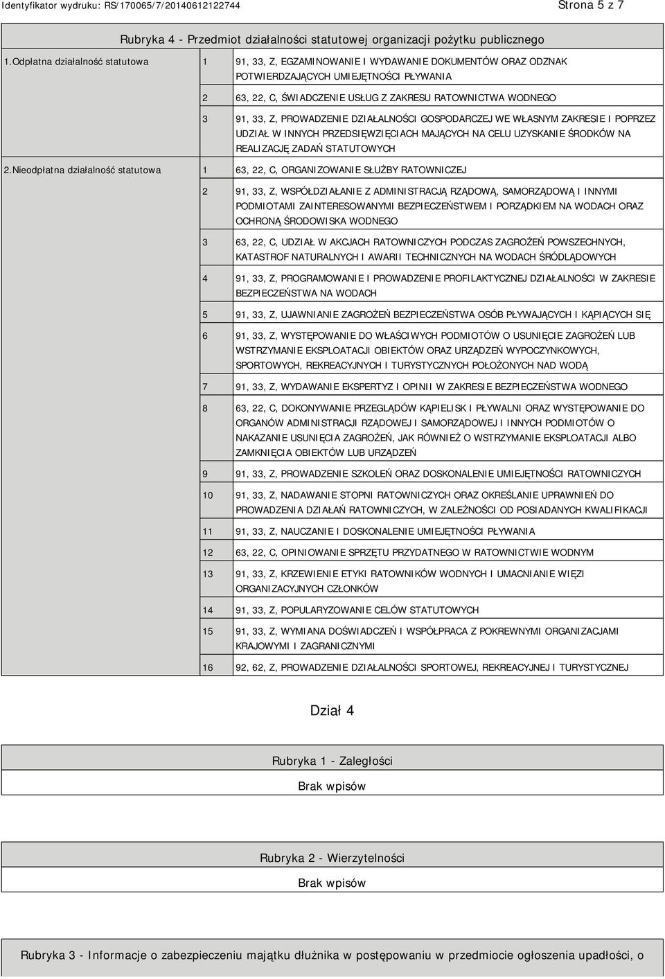 33, Z, PROWADZENIE DZIAŁALNOŚCI GOSPODARCZEJ WE WŁASNYM ZAKRESIE I POPRZEZ UDZIAŁ W INNYCH PRZEDSIĘWZIĘCIACH MAJĄCYCH NA CELU UZYSKANIE ŚRODKÓW NA REALIZACJĘ ZADAŃ STATUTOWYCH 2.