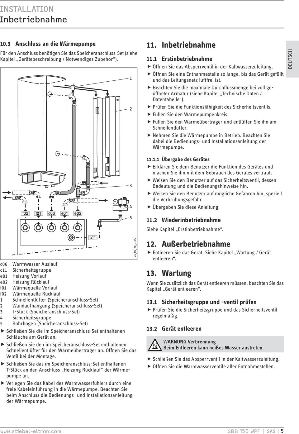 ffbeachten Sie die maximale Durchflussmenge bei voll geöffneter Armatur (siehe Kapitel Technische Daten / Datentabelle ). ffprüfen Sie die Funktionsfähigkeit des Sicherheitsventils.