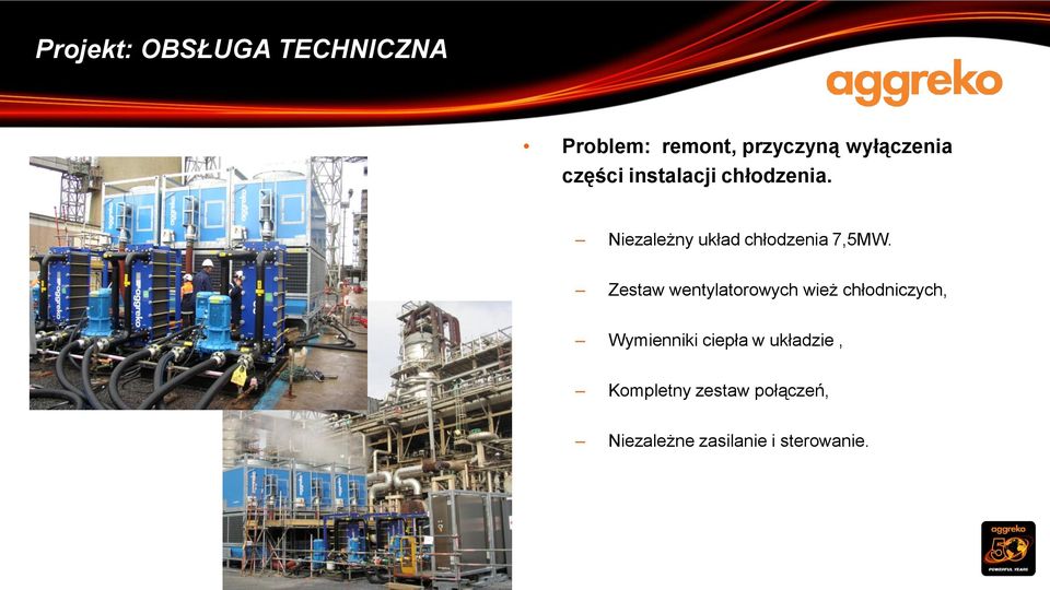 Zestaw wentylatorowych wież chłodniczych, Wymienniki ciepła w