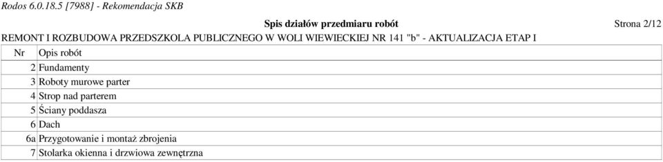 parterem 5 Ściany poddasza 6 Dach 6a Przygotowanie i