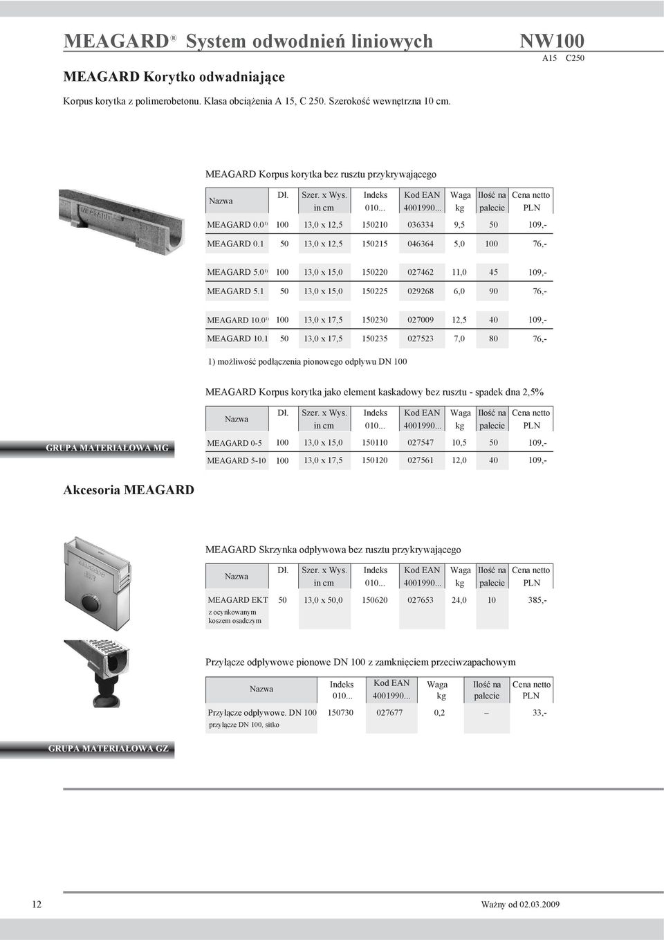 0 1) 100 13,0 x 12,5 150210 036334 9,5 50 MEAGARD 0.1 50 13,0 x 12,5 150215 046364 5,0 100 MEAGARD 5.0 1) 100 13,0 x 15,0 150220 027462 11,0 45 MEAGARD 5.