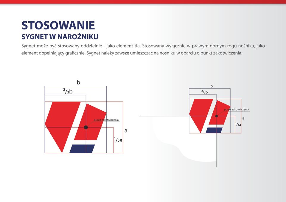 Stosowany wyłącznie w prawym górnym rogu nośnika, jako element