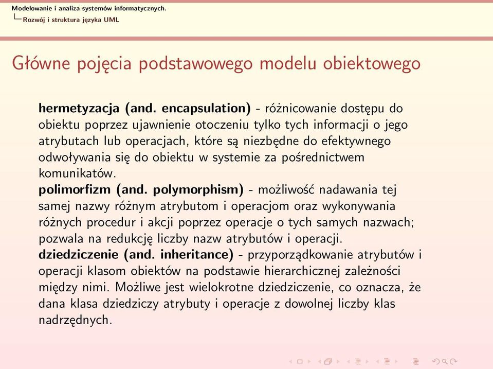 systemie za pośrednictwem komunikatów. polimorfizm (and.